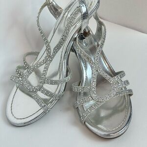 Unlisted Sparkling Silver Strappy Heels